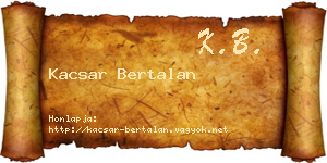 Kacsar Bertalan névjegykártya